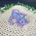 Articulated 3D-printed Sphynx cat figurine in translucent purple glitter finish. - 23CM / Amethyst