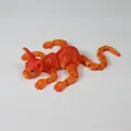Flexible articulated 3D printed Sphynx cat figurine toy in vibrant orange gradient finish - 23CM / Red Crystal