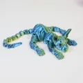 Articulated 3D printed Sphynx cat collectible figure with shiny blue-green metallic silk finish - 23CM / Blue Gold