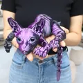 Large 3D printed articulated Sphinx cat figurine toy in a stunning purple gradient finish - 50cm / Black Purple