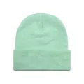Classic plain mint green knitted cuff beanie hat for autumn and winter outdoor warmth - One Size / Pale Green