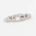 Detail view of S925 sterling silver rectangular chain clasp with sparkling zircon pavé - Style C: Small Rectangular Clasp / White Gold
