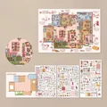 DIY dollhouse theme sticker set with 3D scene card and PET decorative stickers - 4-Piece Set (1 Scenery Card + 3 PET Stickers) / Ideal Residence (Series 37)