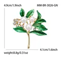 Exquise groene emaille boomtak broche met parels en strass steentjes decoratie - Tak Ontwerp (BR3026-GN) / Groen