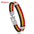 Braided PU leather bracelet featuring the Belgian flag colors of black, yellow, and red - Belgium Style