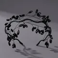 Elegante corona per capelli da sposa in cristallo nero fatta a mano con design a rami - Stile a Rete di Cristallo (TS-J3402BLK) / Nero