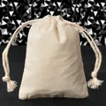 Natural color eco-friendly cotton drawstring bag with knotted rope handles - 8x10cm / Off-White