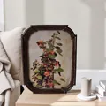 Vintage florales Ölgemälde mit dunklem Zierrahmen für eine klassische Wohndekoration Anzeige - Bogenförmig 13x17cm