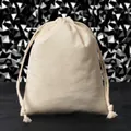 Petit sac en coton naturel respirant avec cordon pour emballage cadeau et rangement écologique - 12x15cm / Blanc Naturel
