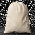 Natural cream cotton drawstring bag made of breathable fabric for versatile storage - 30x40cm / Off-White