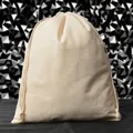 Sac de rangement durable en coton avec cordon de serrage et doubles cordes latérales écolo. - 25x30cm / Blanc Naturel