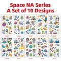 Set di 10 adesivi per tatuaggi temporanei cartoni animati spazio per bambini - Adesivi Per Tatuaggi Della Serie Space Na / 68x12 Cm (10 Foto Costituiscono Un Set)