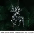 Transparente Rentier-Weihnachtsdekoration aus Acrylglas mit silberner Schnur, 10er Set - 109mm Zurückblickendes Kristall-Reh (10 Stk./Packung)