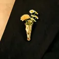 Elegant gold cone vase brooch with small daisies for artistic suit personality accessories - 20kc Gold 5466 (brooch Without Decoration)