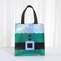 Bolsa de regalo de Navidad verde láser iridiscente con detalles de elfo fiesta - Estilo Duende de Navidad (5800-1 Verde) / 23x22x11cm