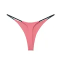 Pink cotton T-back thong for women with sexy double thin straps and low waist design - Rose Pink