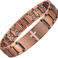 Bracelet de thérapie magnétique en cuivre antique pour hommes avec gravure Notre Père et croix - Bracelet 20