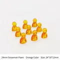Lichtdurchlässige orangefarbene Acryl-Spielfiguren in Schneemannform für Brettspiele - 24*16*12mm Schneemann-Stück / Transparent Orange