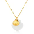 Collier en acier inoxydable plaqué or 18 carats avec pendentifs double coquillage - Style Double Coquillage 1 (XL016-4) / 8.5