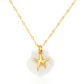Collier en acier inoxydable plaqué or 18 carats avec pendentif coquillage et étoile de mer - Style Étoile de Mer Coquillage (XL016-6) / 8.5