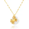 Collana in acciaio inossidabile placcato oro 18 carati con pendente granchio e conchiglia - Stile Granchio e Conchiglia (XL016-9) / 8.5