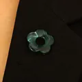 Dark green marble texture hollow flower brooch pin for glasses on a black suit lapel - 05 Dark Green K-824