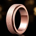 Elegant rose gold titanium steel spinner ring with sandblasted and polished finish - Size 7 / Frosted Spinner Style (20-E-4) / 6mm Width / Rose Gold Sand Spinner