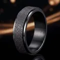 Men's hip-hop style black rotatable titanium steel ring with premium frosted texture - Size 7 / Frosted Spinner Style (20-E-3) / 6mm Width / Frosted Rotating Black