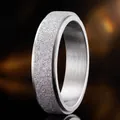 Men's titanium steel rotating ring with silver frosted finish in a sleek industrial style - Size 7 / Frosted Spinner Style (20-E-6) / 6mm Width / Frosted Rotating Steel