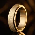 Premium men's gold stainless steel spinner ring featuring a sandblasted frosted finish - Size 7 / Frosted Spinner Style (20-E-2) / 6mm Width / Frosted Rotating Gold