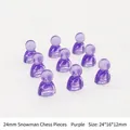 Lila 24mm Acryl-Spielfiguren in Schneemann-Form für Tisch-Brettspiele und Zubehör - 24*16*12mm Schneemann-Stück / Transparentes Violett