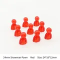 Set mit 10 roten Acryl-Schneemann-Spielfiguren für Tischspiele, Größe 24x16x12mm - 24*16*12mm Schneemann-Stück / Transparentes Rot