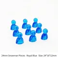 Set aus königsblauen, durchscheinenden Acryl-Schneemann-Spielfiguren, 24mm Spielsteine - 24*16*12mm Schneemann-Stück / Transparentes Königsblau