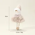 Handmade plush angel doll Christmas tree ornament with beige faux fur and star detail - Pink Plush Girl (2023F-1)