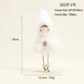 White plush angel doll Christmas tree hanging ornament with golden snowflake detail - White Plush Girl (2023F-2)