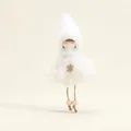 Poupée ange en peluche blanche pour sapin de Noël avec détail de flocon doré - Fille en Peluche Blanche (2023F-2)