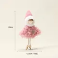 Handmade pink plush angel doll hanging ornament for Christmas tree decoration and holiday - Pink Lamb Wool Girl Hanging (2023F-3)