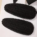 Handmade black knitted BB hair clips for girls waterdrop shaped winter hair accessories - Black