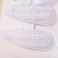 Handmade white knitted wool snap hair clips for girls in autumn winter style 2pcs - White