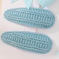 Handmade light blue knitted teardrop hair clips for girls with soft yarn texture - Light Blue