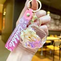 Porte-clés en forme de coquillage avec vrais coquillages et sable rose - Corde Dégradée [Rose] Petit Conque + Coquillage