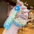 Porte-clés créatif en forme de coquillage avec paillettes bleues et dragonne Bubble - Corde Dégradée [Bleu] Petit Conque + Coquillage