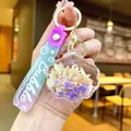 Porte-clés coquillage créatif avec paillettes violettes fluides et escargots de mer - Corde Dégradée [Violet] Petit Conque + Coquillage