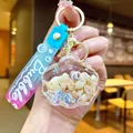 Porte-clés créatif en forme de coquillage transparent avec vrais conques et paillettes. - Corde Dégradée [Blanc] Petit Conque + Coquillage