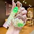 Porte-clés shaker coquillage créatif avec paillettes vertes et sangle dégradée - Corde Dégradée [Vert] Petit Conque + Coquillage