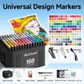Professional 168-color alcohol-based marker set by Touchmark with dual tips and carrying case - 168 Colors Single Shoulder Bag Deluxe Set