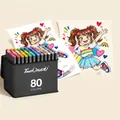 Professional Touchmark 80 Colors Dual Tip Oil-Based Marker Set with Art Supplies Case - 80 Colors for Students (With 7 Gifts)
