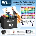 Professional 80 colors dual tip alcohol markers set with carry bag and art accessories - 80 Colors for Fashion (With 7 Gifts)