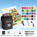 Professionele 30-kleuren alcohol marker set met dubbele punt inclusief opbergtas en accessoires - 30 Kleuren voor Studenten (Met 6 Cadeaus)