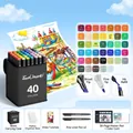 TouchMark 40 colors dual tip alcohol art markers set with portable black storage bag - 40 Colors for Students (With 7 Gifts)